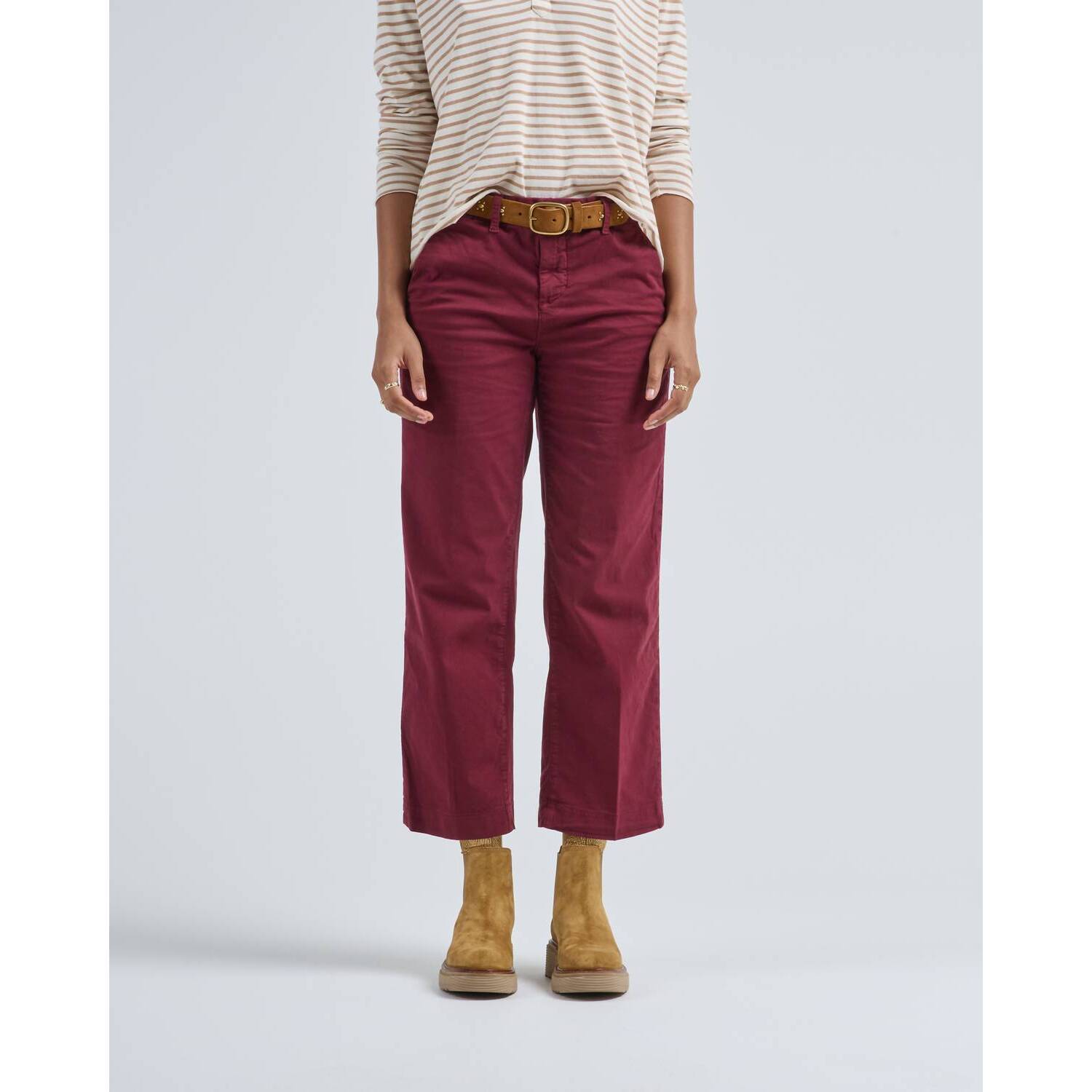 New Frank & Eileen Italian Wide Leg Chino In Scarlet
